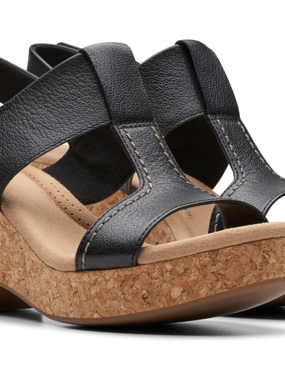 Clarks Giselle Style Black Leather Wedge Sandals US Size 8.5